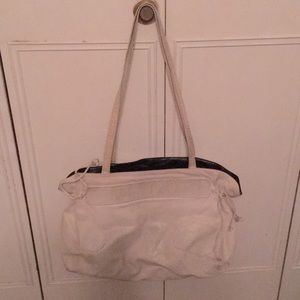 Carlos Falchi large leather/snakeskin tote handbag